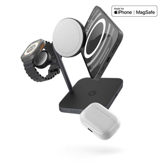 Безпроводная зарядка Zens 4-in-1 MagSafe + Watch Wireless Charging Station Black (ZEAPDC01/00) - Фото 3 Безпроводная зарядка Zens 4-in-1 MagSafe + Watch Wireless Charging Station Black (ZEAPDC01/00) - изображение 3
