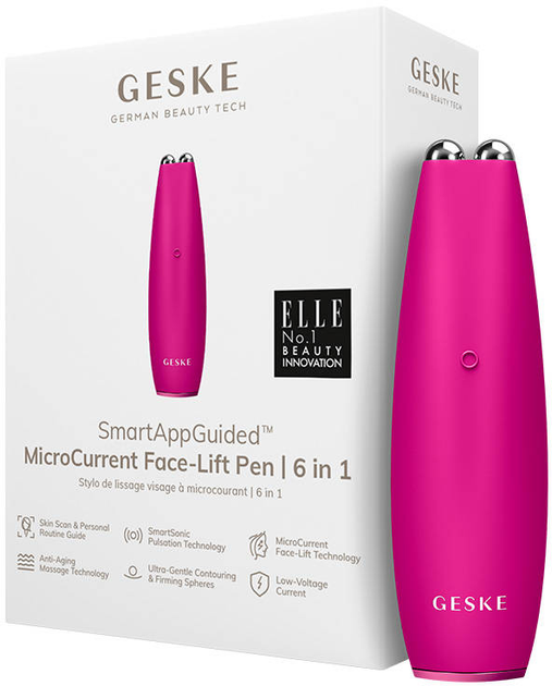 Mikroprądowy masażer do twarzy Geske MicroCurrent Face-Lift Pen 6 in 1 Magenta (GK000013MG01) - obraz 1