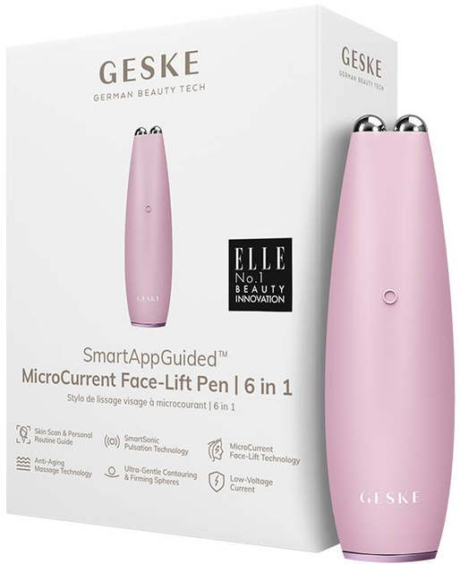 Мікрострумовий масажер для обличчя Geske MicroCurrent Face-Lift Pen 6 в 1 Рожевий (GK000013PK01) - зображення 1