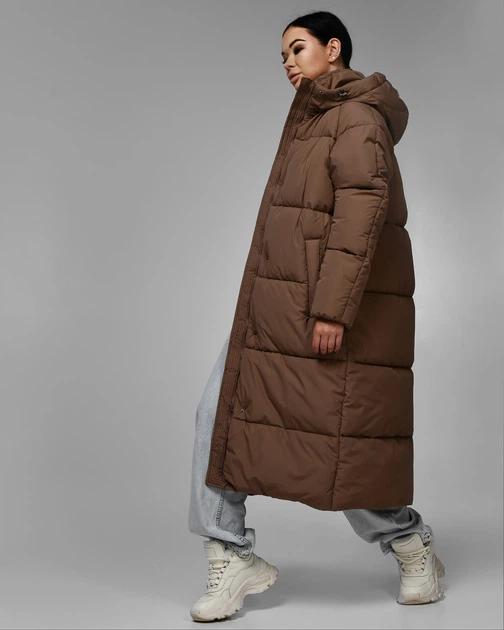 Пуховик жіночий довгий X-Woyz LS-8918-26 59769 M коричневий - Фото 4 Пуховик жіночий довгий X-Woyz LS-8918-26 59769 M коричневий - изображение 4