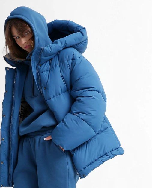 Жіночий пуховик oversize X-Woyz LS-8917-2 L синій - изображение 5