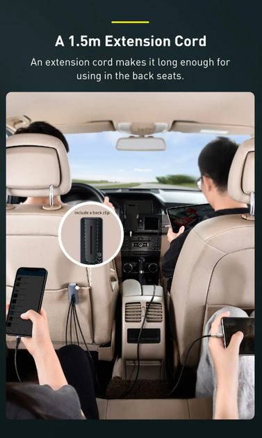 Автомобильное зарядное устройство Baseus Share Together 120W PD+QC3.0 PPS 2xUSB-C+2xUSB-A Grey - Фото 4 Автомобильное зарядное устройство Baseus Share Together 120W PD+QC3.0 PPS 2xUSB-C+2xUSB-A Grey - изображение 4