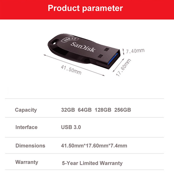 Флеш накопичувач SanDisk CZ410 USB 3.0 32GB Black - Фото 3 Флеш накопичувач SanDisk CZ410 USB 3.0 32GB Black - зображення 3