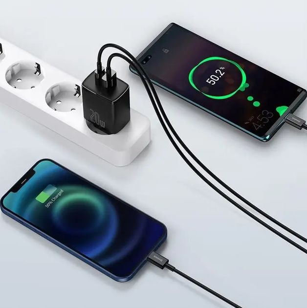 Сетевое зарядное устройство Baseus Compact Quick Charger 20W (USB-A + USB-C) QC PD Black - Фото 3 Сетевое зарядное устройство Baseus Compact Quick Charger 20W (USB-A + USB-C) QC PD Black - изображение 3