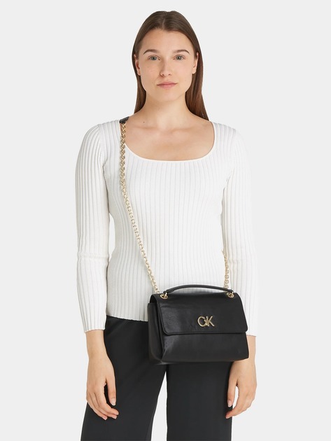 Сумка крос-боді через плече жіноча маленька зі штучної шкіри Calvin Klein Jeans CKRK60K611084BAX Чорна (8720108585743) - зображення 2