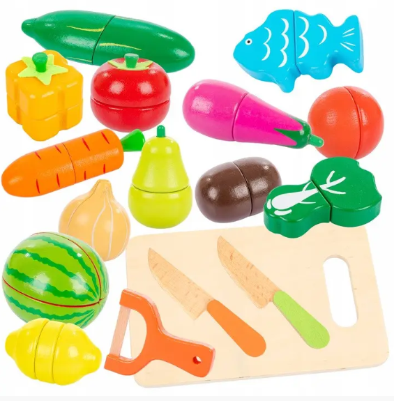 Дерев'яні фрукти та овочі для нарізки в ящику Kinderplay KP8230 - зображення 3