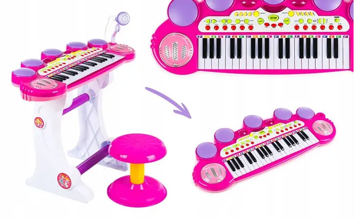 Игровой набор синтезатор пианино с микрофоном табуретом Kinderplay KP8285PIN - изображение 2