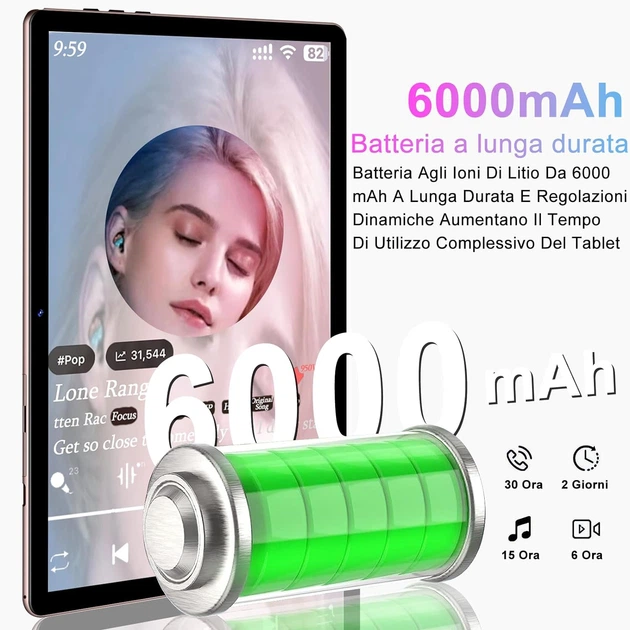 Планшет 10.1" Facetel Q6 6/128Gb 8 ядер Android 13 6000 mAh Рожеве золото g1 - Фото 4 Планшет 10.1" Facetel Q6 6/128Gb 8 ядер Android 13 6000 mAh Рожеве золото g1 - зображення 4