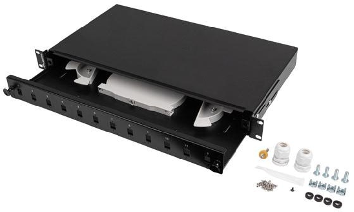 Switch Lanberg 12 x SC simplex/12 x LC duplex Rack 19 Black (FOP1-12SS-LDB) - obraz 1