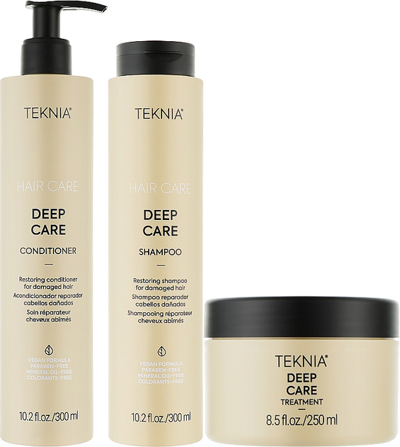 Zestaw do włosów zniszczonych Lakme Teknia Deep Care Szampon 300 ml + Odżywka 300 ml + Maska 250 ml (8429421447164) - obraz 2