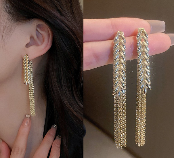Жіночі висячі сережки Колосок Пшениці золото Fashion Jewelry (AN)25728 - Фото 3 Жіночі висячі сережки Колосок Пшениці золото Fashion Jewelry (AN)25728 - зображення 3
