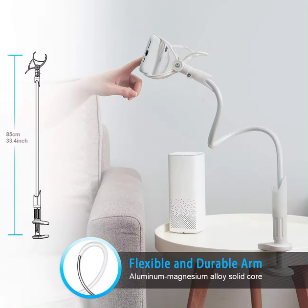 Гнучкий тримач для телефону з прищіпкою VHG IVY 85 см Flexible Mobile Holder White - Фото 7 Гнучкий тримач для телефону з прищіпкою VHG IVY 85 см Flexible Mobile Holder White - зображення 7