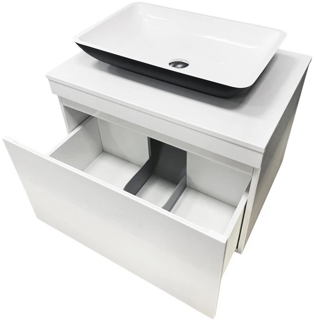 Тумба подвесная ADAMANT Astra W 70 с умывальником Lower New Black Matte/White Glossy - изображение 2