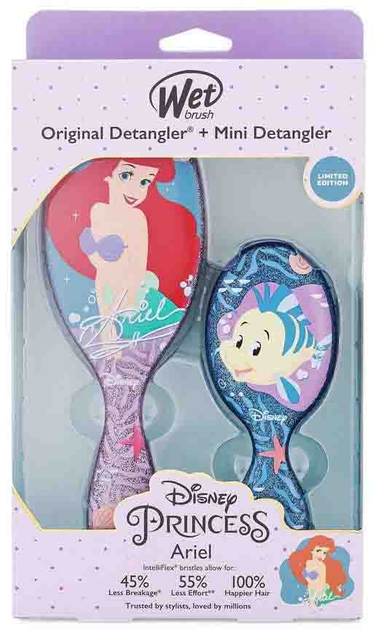 Zestaw szczotek do włosów Wet Brush Disney Princess Original Detangler Mini Brush Ariel 2 szt (0736658486551) - obraz 1