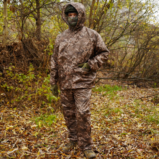 Тактичний дощовик костюм піксель Водозахисний Комплект Куртка + Штани з чохлом розмір 3XL - зображення 1