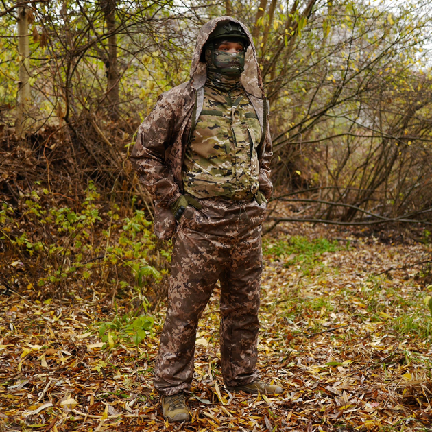 Тактичний дощовик костюм піксель Водозахисний Комплект Куртка + Штани з чохлом розмір XL - зображення 2