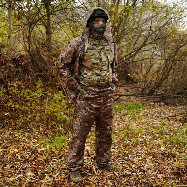 Тактичний дощовик костюм піксель Водозахисний Комплект Куртка + Штани з чохлом розмір M - зображення 2