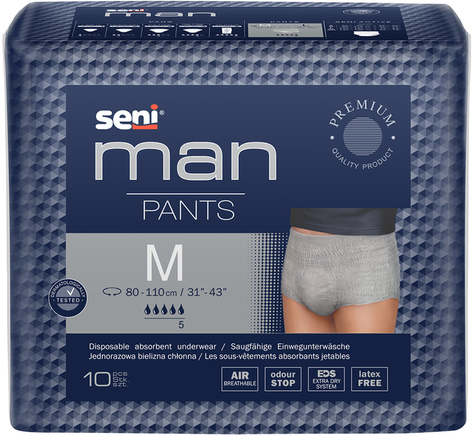 Majtki chłonne dla dorosłych Seni Man Pants Medium 10 szt (5900516800543) - obraz 1