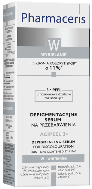 Лікувальна нічна сироватка для депігментації шкіри Pharmaceris W Acipeel від плям 3x30 мл (5900717147515) - зображення 2