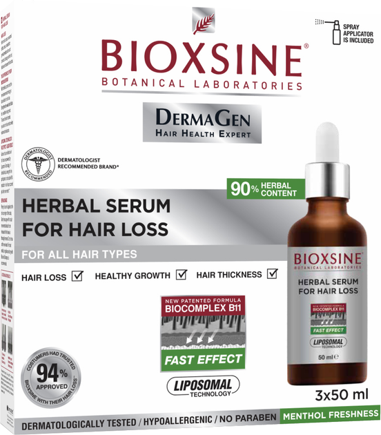 Serum ziołowe Bioxsine DermaGen przeciw wypadaniu włosów 3 szt x 50 ml (8680512630180) - obraz 1