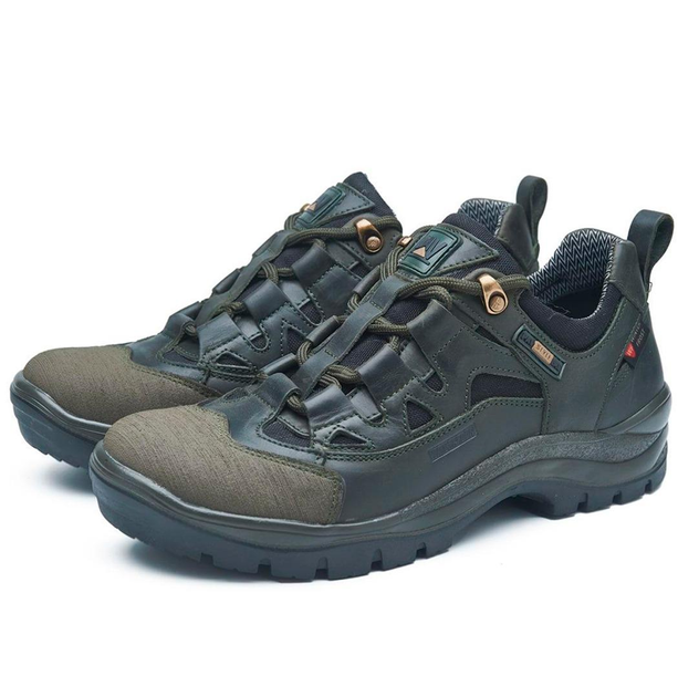 Тактичні кросівки демісезонні PAV 401 олива хакі шкіряні з мембраною Winterfrost 45 - зображення 1