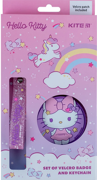 Набір Kite Hello Kitty бейдж на липучці та підвіска Фіолетово-рожевий х 2 шт (HK24-3010-3) - Фото 1 Набір Kite Hello Kitty бейдж на липучці та підвіска Фіолетово-рожевий х 2 шт (HK24-3010-3) - зображення 1