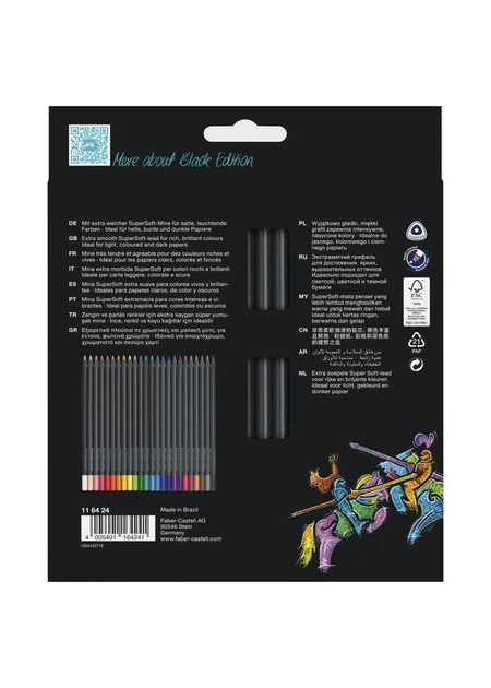 Набір олівців 24 кол. FABER CASTELL тригранні чорні (116424) - Фото 2 Набір олівців 24 кол. FABER CASTELL тригранні чорні (116424) - зображення 2