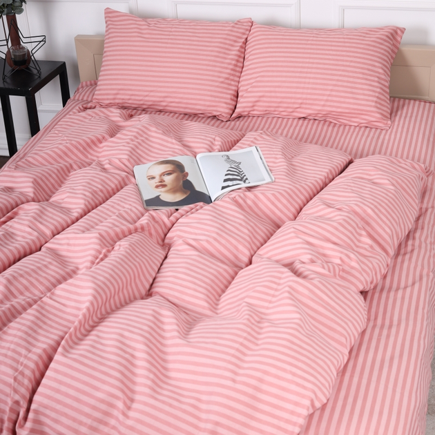 Акція на Підковдра MirSon Бязь 17-0607 Stripe Pink 220х240 см від Rozetka