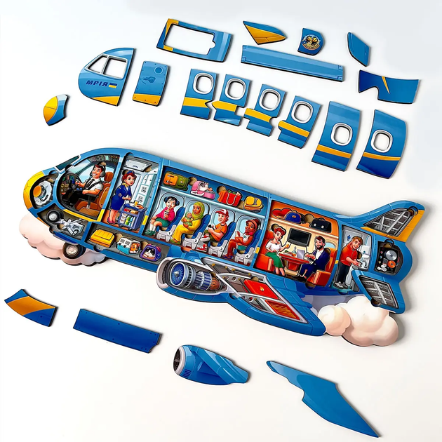 Деревянная развивающая рамка-вкладка Самолет Ubee ПСФ161 - изображение 5