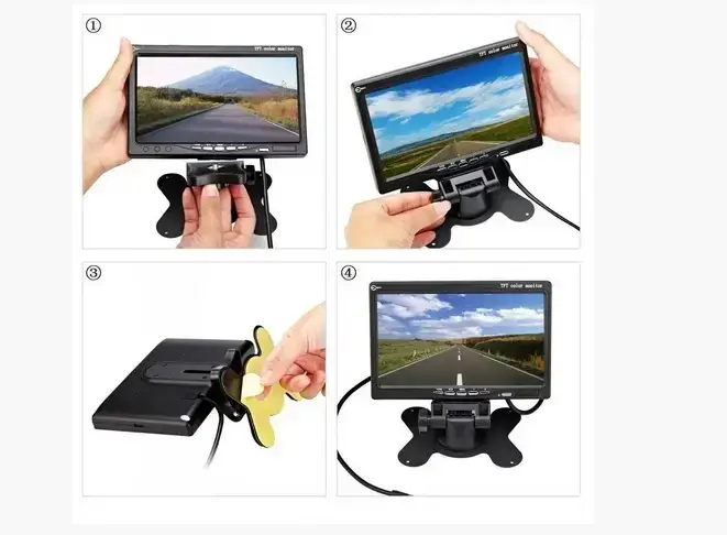 Цветной дисплей UKC LCD 7" для двух камер, Монитор для камер в автомобиль с рамкой в подголовник - изображение 6