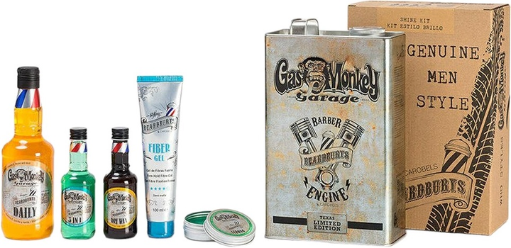 Zestaw do pielęgnacji włosów Beardburys Genuine Men Style Shine Szampon-odżywka 3 w 1 100 ml + Szampon 330 ml + Płynny wosk do stylizacji 100 ml + Żel do stylizacji włosów 100 ml + Wosk mocno utrwalający 30 ml (8431332127219) - obraz 1