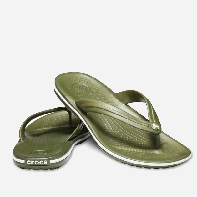 Klapki japonki męskie Crocs Crocband 11033-37P 39-40 (M7/W9) 25 cm Zielony/Biały (191448299849) - obraz 3