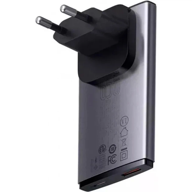Сетевое зарядное устройство Baseus GaN5 Pro Ultra-Slim Fast Charger C+U 65W Gray With Mini White With Mini White Cable100W 20V/5A 1m CCGP150113 Black - изображение 2