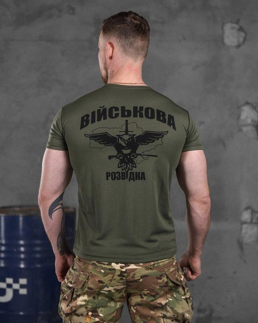 Армейская мужская футболка Военная Разведка потоотводящая XL олива (85910) - изображение 2