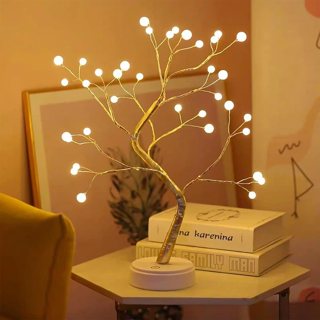 Светящееся бонсай дерево с LED освещением Bonsai led tree light h20in N2 с декоративной гирляндой - изображение 2