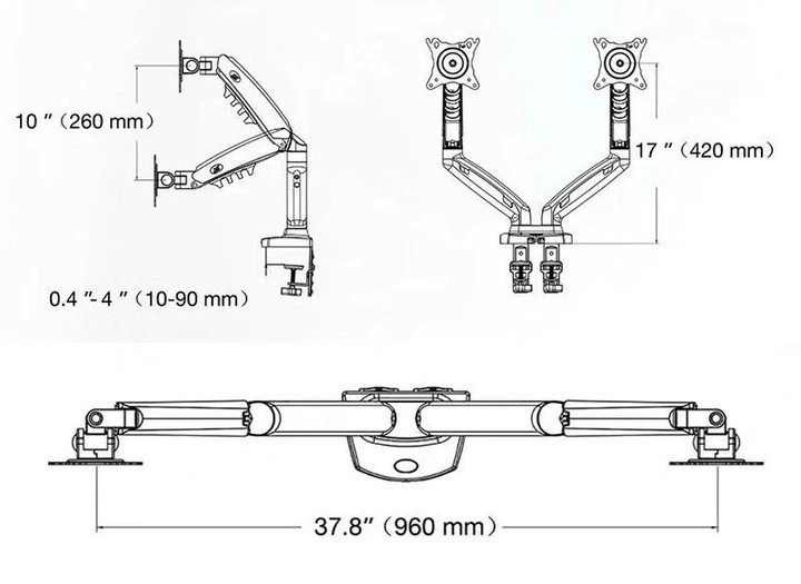 Подставка под монитор на стол V-STAR V16O 17"-27" крепеж для двух мониторов - изображение 7