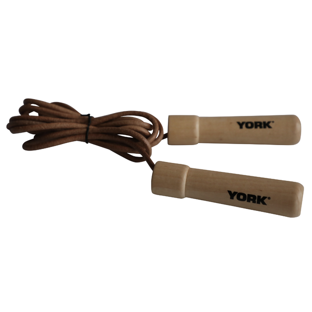 Скакалка York Fitness Leather Skip з дерев'яними ручками - Фото 3 Скакалка York Fitness Leather Skip з дерев'яними ручками - зображення 3