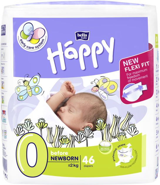Pieluszki dla niemowląt Bella Baby Happy Before Newborn 0-2 kg 46 szt (5900516600716) - obraz 1
