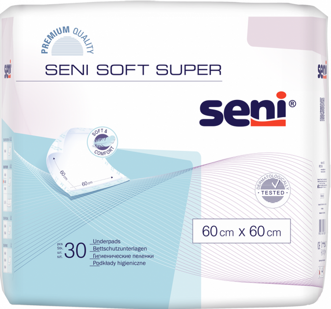 Pieluszki dla niemowląt Seni Soft Super 60x60 cm 30 szt (5900516691288) - obraz 1