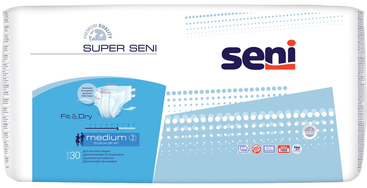 Pieluchomajtki dla dorosłych Seni Super Air Medium 30 szt (5900516691400) - obraz 1