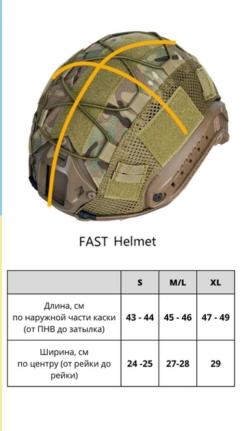 Кавер на каску фаст размер S шлем маскировочный чехол на каску Fast цвет мультикам армейский - изображение 2