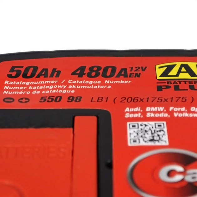 Автомобильный аккумулятор ZAP Plus 50Ah 480A R+ (L1B) - изображение 3