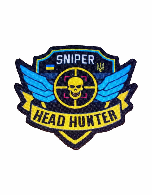 Шеврон патч " Снайпер Head hunter Україна " на липучці велкро - зображення 1