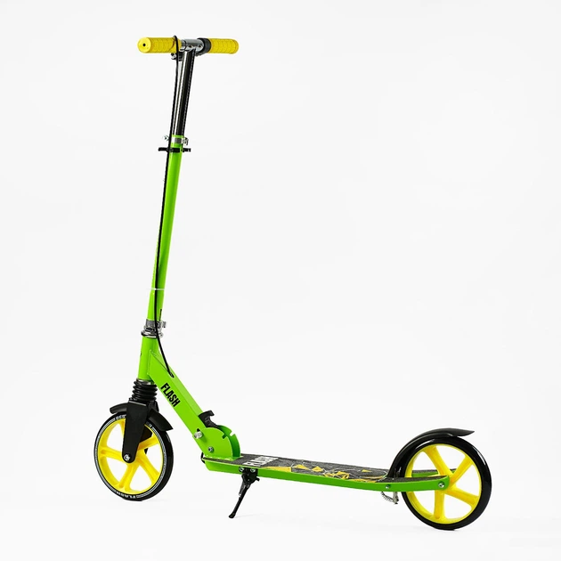 Двоколісний дитячий самокат Best Scooter FL-20085 Салатовий / Жовтий зі складаною конструкцією та гальмами - Фото 5 Двоколісний дитячий самокат Best Scooter FL-20085 Салатовий / Жовтий зі складаною конструкцією та гальмами - зображення 5