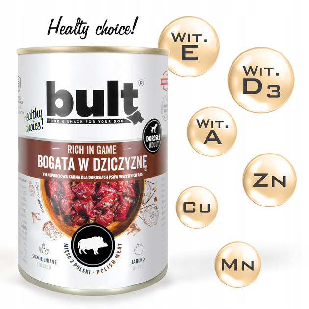 Вологий корм для собак Bult Зі смаком дичини 400 г (5903802472325) - зображення 4