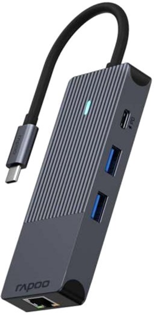 Hub USB-C Rapoo 8 w 1 Black (6940056114129) - obraz 2