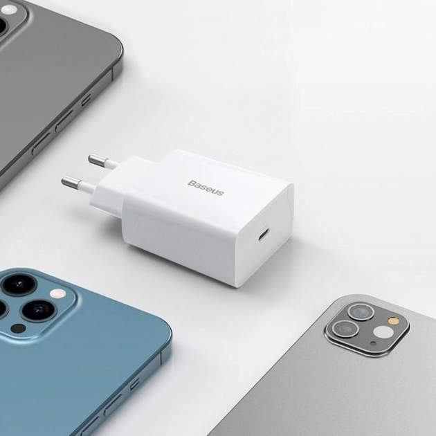 Сетевое зарядное устройство Baseus USB Type C 20W Speed ​​Mini Quick Charger White (CCFS-SN02) - изображение 3