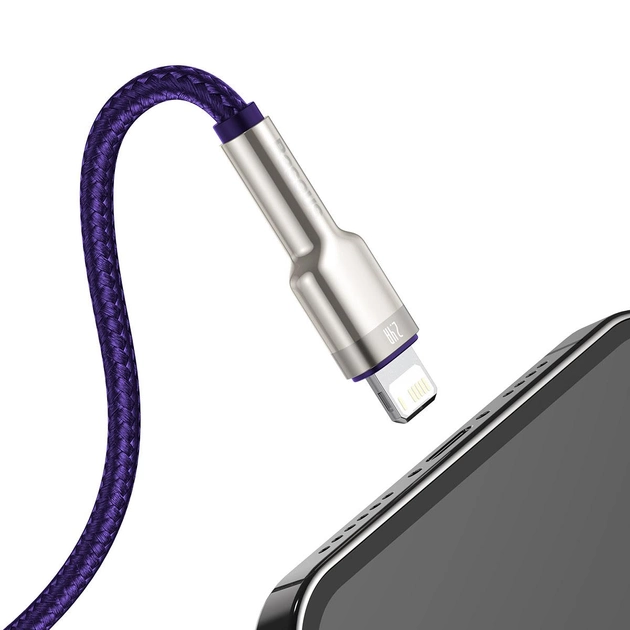 Кабель зарядный Baseus USB - Lightning Cafule Metal Lightning 2.4 A 1 м Purple (CALJK-A05) - изображение 5