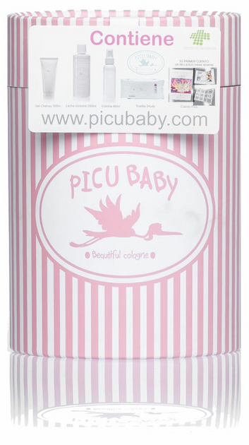 Дитячий набір Picu Baby Infantil Pink Caja Rayas Azul Round Box (8435118422222) - зображення 1