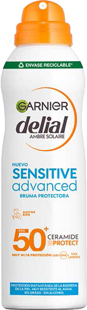 Сонцезахисний спрей Garnier Delial Sensitive Advanced Bruma Protectora Spf50 150 мл (3600542512978) - зображення 1